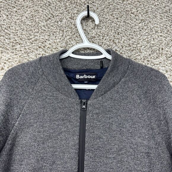 Barbour Jacket Men XXL Weather Comfort Wool Full Zip Lined Gray Knit Heavyweight - Picture 2 of 16